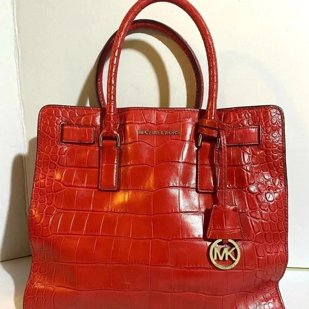 Michael kors red  leather satchel handbag